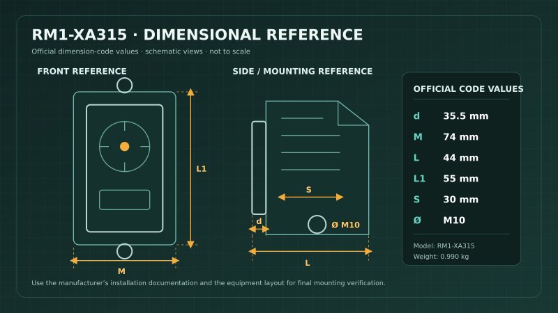 Schneider RM1-XA315 dimensional reference diagram